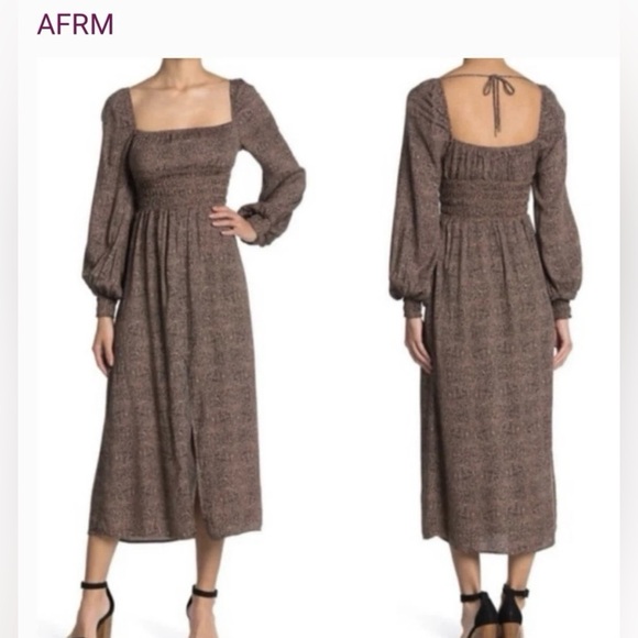 AFRM Women's Long Sleeve Dress in Leopard print - Picture 1 of 5